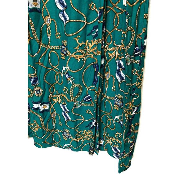 vintage Portraits by Northern Isles a line skirt size 12 green gold chain print - Picture 3 of 9